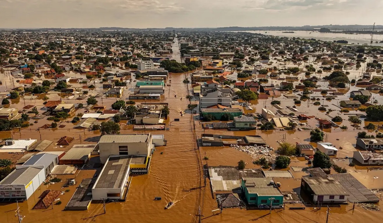 Cidade inundada no Rio Grande do Sul