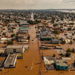 Cidade inundada no Rio Grande do Sul