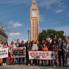 Movimento dos Atingidos por Barragens (MAB) acompanha julgamento da BHP em Londres. Foto: Francisco Proner/MAB