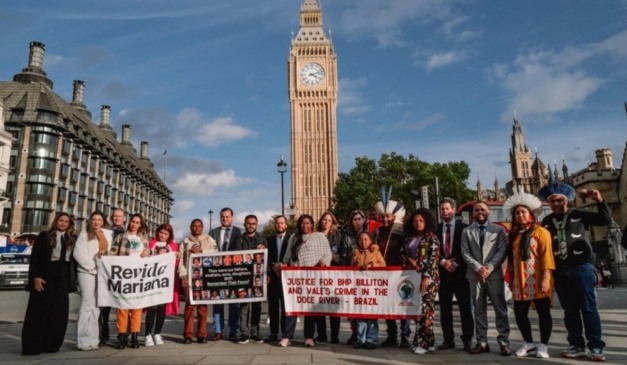 Movimento dos Atingidos por Barragens (MAB) acompanha julgamento da BHP em Londres. Foto: Francisco Proner/MAB