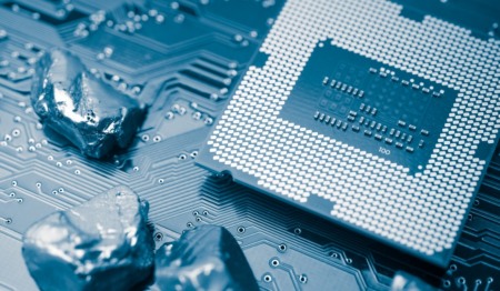 Imagem de um chip com minerais Imagem de um chip com minerais