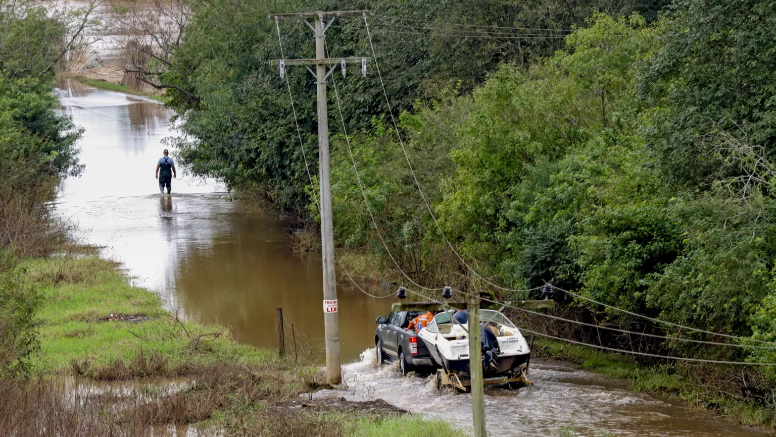 Locais alagados pela enchente no município de Eldorado do Sul. Foto: Bruno Peres/Agência Brasil